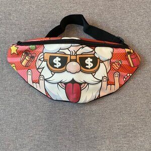 Santa Printed Waist Pack, Waterproof Adjustable Fanny Pack Unisex